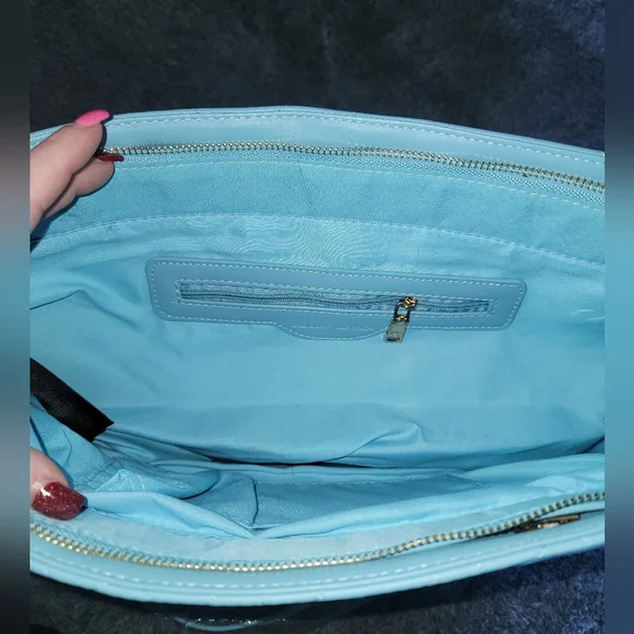 Badgley Mischka Blue Quilted Tote Bag NWT - Picture 6 of 7